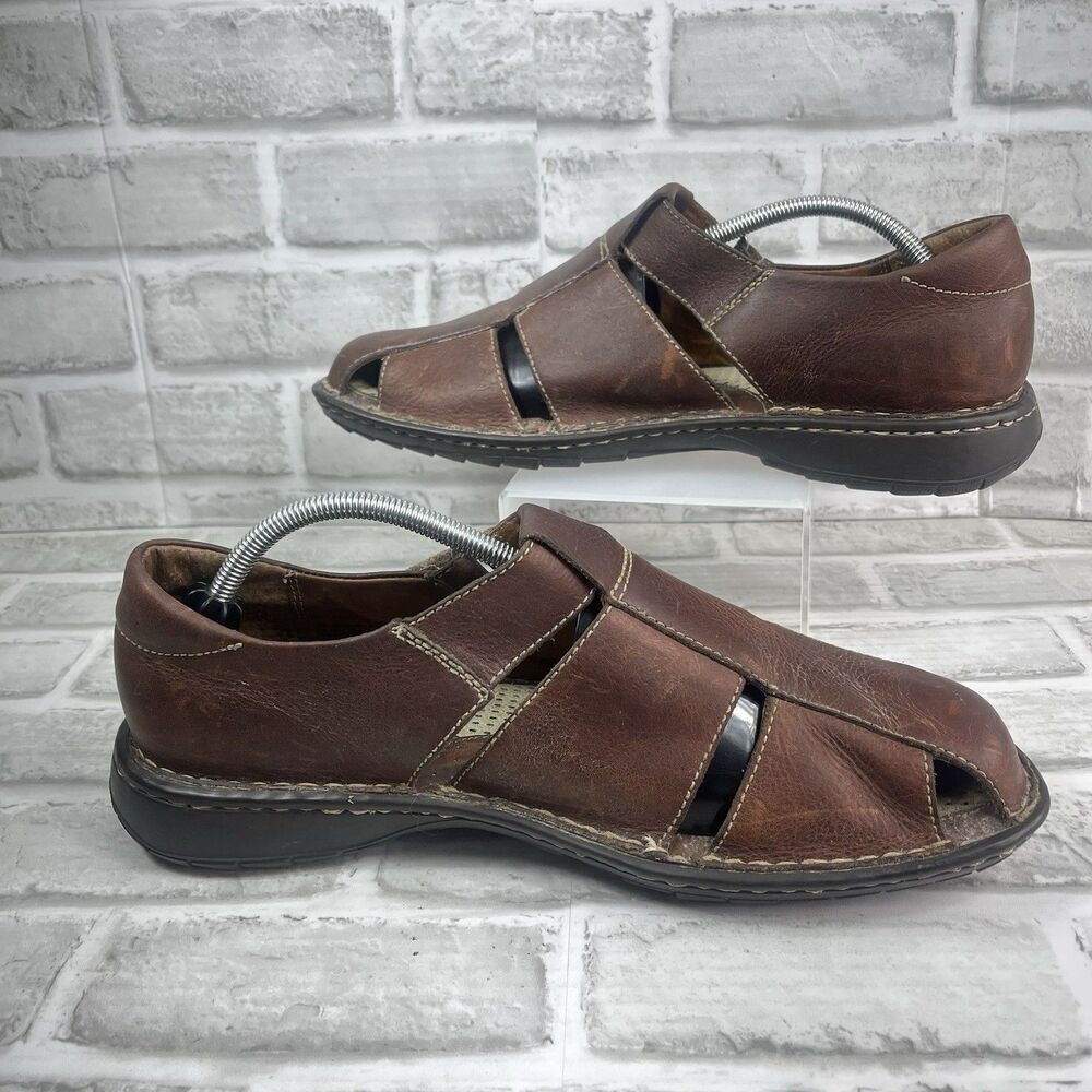 Born Fisherman Men’s Size 11 Brown Leather Closed Toe Vintage Boat Sandals - Picture 2 of 11